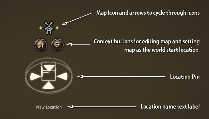 Context buttons for editing map and setting default location