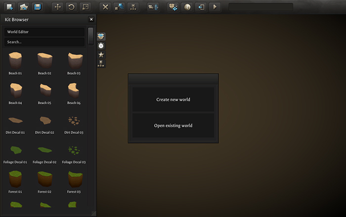 World Editor Start Screen